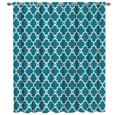 Moroccan Blue Pattern Room Curtains Large Window Window Curtains Dark Bathroom Drapes Fabric Print Decor Kids Home Decor