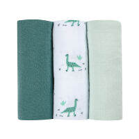 BEABA ชุดผ้าอ้อมอเนกประสงค์ 3 ชิ้น Pack of 3  Muslins Organic Cotton - Jurassic Green