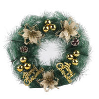 Christmas Garland แขวนพวงหรีดจำลองสำหรับห้องนั่งเล่นห้องนอนสำนักงานงานแต่งงานวันเกิด Gold