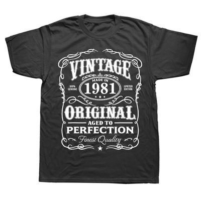 Vintage 1981 Perfection All Original Part Cool Tshirt Men Novelty Sarcastic T Shirt Hip Hop Hipster Streetwear Tee Shirt XS-6XL