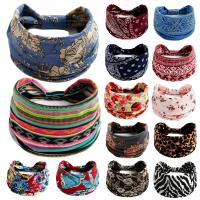 【CW】 Wide Headwrap Headbands for Boho Knoted Elastic Hair Bands Accessories Print Turban Bandage