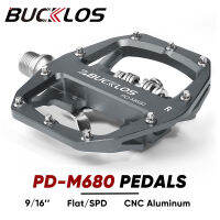 2023ใหม่BUCKLOSจักรยานเสือภูเขาเหยียบPD-M680 Dual Functionแบนและล็อคเหยียบFit Shimano SPD 9/16 อลูมิเนียมMTBเหยียบจักรยานPart-nxfnxfnxghnxgb