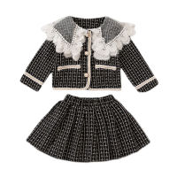 2022 Baby Girls dress+jacket 2 pcs Clothes Set Autumn spring plaid Clothing Set Kids Knitted Sweet Outfit Children Suit 3-13y