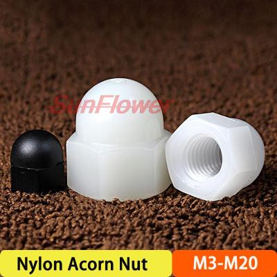 2-50pcs White/Black M3M4M5M6M8M10M12 Nylon Bolt Nut Dome Protection Caps Covers Exposed Hexagon Plastic Decorative Acorn Cap Nut Nails Screws Fastener