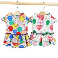 Summer Dog Dress for Small Dogs 2023 New Smile Face Print Design Puppy Clothes Yorkie Shirt Skirts with Ruffles Princess Dress Dresses