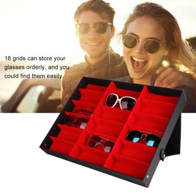 กล่องใส่แว่นตา กล่องเก็บแว่นตา ใส่ได้ 18 อัน ชั้นวางแว่นตา ตู้ใส่แว่นตา ถาดใส่แว่น แว่นกันแดดกรณีแสดง Sunglasses Storage Box