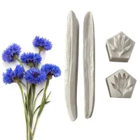 2pcs/set Cornflower Silicone Mold DIY Pastry Cake Fondant Leaf Mould Chocolate Flower Ice Clay Decoration Kitchen Bake ToolM2878 Bread  Cake Cookie Ac