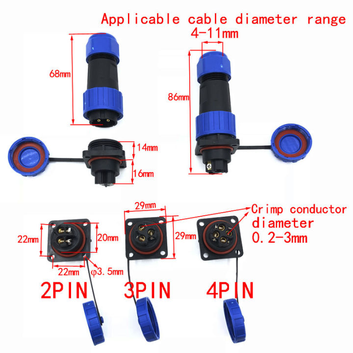 cwsp20-ip68กันน้ำปลั๊ก-back-nutสแควร์dockingหน้าแปลน2-3-4-5-6-7พินสกรู-crimping-โดยไม่ต้องเชื่อม-connector