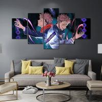 ❡✐ My Hero Jujutsu Kaisen ญี่ปุ่นอะนิเมะไม่มีกรอบผ้าใบ 5 ชิ้น Wall Art โปสเตอร์ภาพตกแต่งบ้าน 13 สำหรับห้องนั่งเล่นภาพวาด