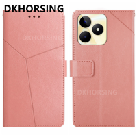 DKHORSING 2023เคสใหม่สำหรับ Realme C53กระเป๋าเงินแบบกลับด้านได้หนัง PU เคสโทรศัพท์ REALMEC53แฟชั่นฝาหลังแบบตั้งได้