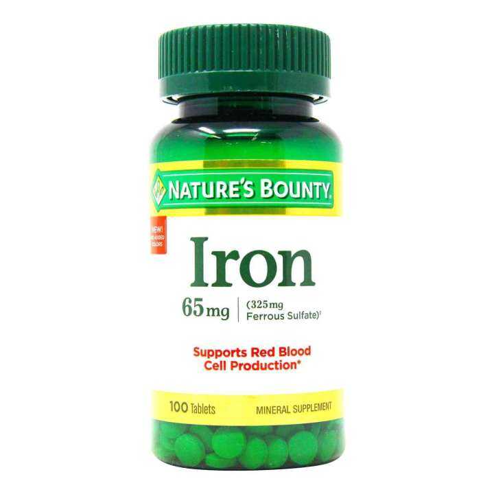 Nature's Bounty, Iron, 65 mg, 100 Tablets | Lazada