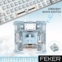 【Eco-friendly】 FEKER 10/70/110Pcs Crescent White Switches POM Stem Hot Swapple 3 Pin Switch สำหรับแป้นพิมพ์เครื่องกล