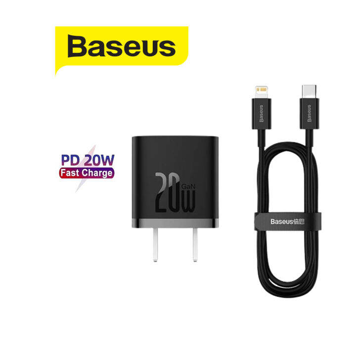 Bộ Sạc Nhanh Baseus PD20w GaN5 Fast Charger 1C dùng cho Samsung/13/14promax  kèm dây Type-C to Lightning (ĐEN) 