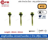 สกรูหัวเหลี่ยม ปลายสว่านเกลียว2ข้าง (สีรุ้ง)+CR3 #12  [SELF DRILLING SCREWS,HEXAGON HEAD DOUBLE THREAD (YELLOW PLATED)]