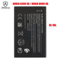 Amorus เปลี่ยนแบตเตอรี่ สำหรับ Nokia 6300 4G แบตเตอรี่สำหรับ Nokia 8000 4G 3.70V 1500mAh อะไหล่แบตเตอรี่ Li-ion (เข้ารหัส: BL-4XL)