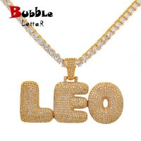 Bubble Letter Custom Name Necklaces Personalized Pendants Real Gold Plated Hip Hop Jewelry Collares Hombre Fashion Chain Necklaces