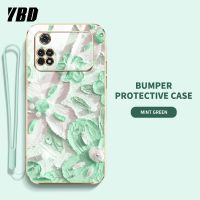 YBDเคสสำหรับโทรศัพท์ดีไซน์ใหม่ Xiaomi POCO M4 Pro 4G เคสแถมฟรีสายคล้องลายดอกไม้ภาพวาดน้ำมันเคส