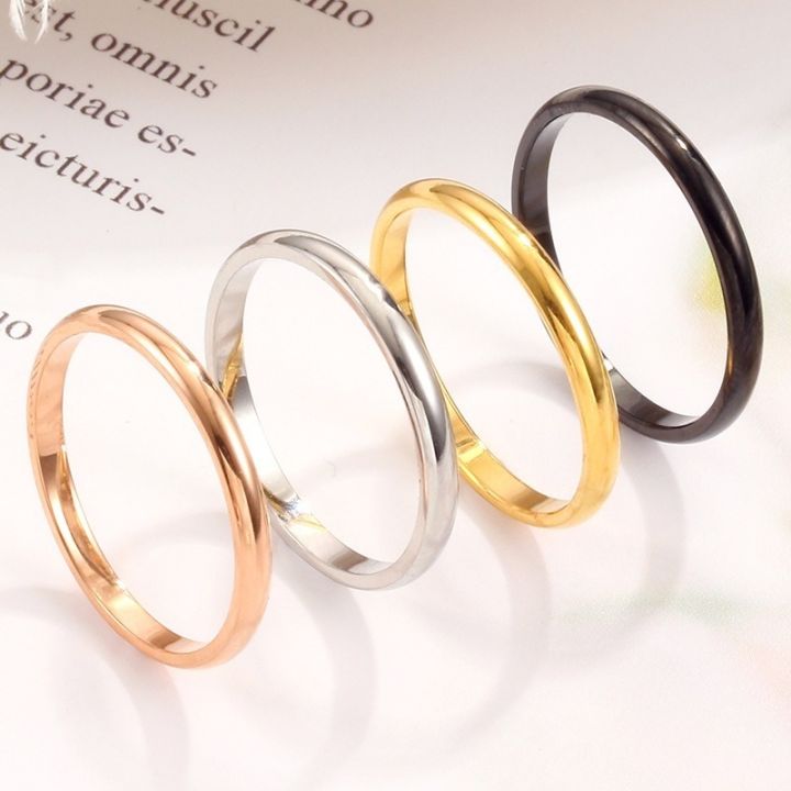 wholesale-high-quality-scrub-titanium-steel-rings-for-women-2-mm-width-finger-rings-gift-girl-fashion-party-jewelry