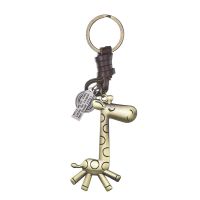 2023 New Vintage Giraffe Cowhide Keychain Creative Gift Handwoven Car Key Pendant