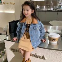 Fashion Baby Boy Girl Jean Jacket Leather Collar Toddler Child Denim Coat Kid Outwear Casual Spring Autumn Baby Clothes 1-12Y