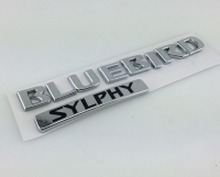 โลโก้ตัวอักษร  งานพลาสติก นิสสัน บลูเบิร์ด ซิลฟี Nissan and old Sylphy Bluebird logo English letter on the trunk