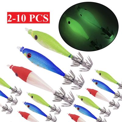 hot！【DT】 Floating Squid Jig Jigging Fishing Artificial Sea Boat Wood Shrimp Bait Cuttlefish