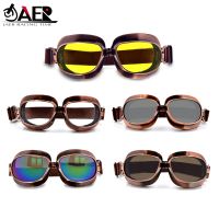 Motorcycle Glasses Leather Cafe Racer Vintage Steampunk Goggles for ATV Dirt Bike Jet Ski Moto Helmet Gafas Aviador