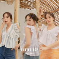 [ BUTTER TOP ]  รุ่นนี้น่ารักมากๆ ความผ้าลินินเอย ทรงเอย มันลงตัวไปหมด ลูกเล่นระบายเสริมความสดใสสุไม่ไหว ตัวนี้ต้องมี