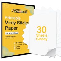 30 Sheets A4 PVC Vinyl Paper Glossy for Epson Canon HP Inkjet Printer White Paper Label Self Adhesive DIY Pattern Logo Sticker