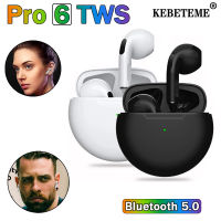 KEBETEME Pro 6หูฟัง TWS บลูทูธไร้สายกันน้ำกีฬาลดเสียงรบกวนหูฟังหูฟังพร้อมกล่องชาร์จ