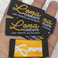 【LZ】✽  Etiqueta de pano de poliéster preto etiquetas tecidas personalizadas 5.5x2 cm End Fold Damask Garment Tags 1000 Pcs