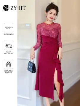 Glary Star One-shoulder Toast Dress Banquet Wine Red Evening Gown