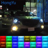 Rgb หลายสีไฟหน้า Led ดวงตานางฟ้าแบบแหวนเฮโล Drl Rf รีโมทคอนโทรลสำหรับ Cx 5 Mazda Cx 5 2013 2015อุปกรณ์เสริมล่าสุด