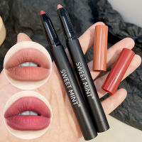 ดินสอ Lipstik Tahan Lama Lipliner เคลือบกำมะหยี่กันน้ำดินสอเขียนขอบปากด้านสีน้ำตาลแดงลิปสติกสำหรับผู้หญิง