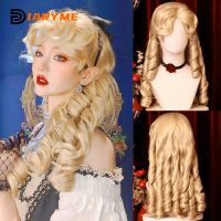Blonde Wig Synthetic Lolita Long Curly Wigs For Women Party Cosplay Wig Female Heat-Resisting Fiber Retro Princess Hair Wigs Wom Wig  Hair Extensions