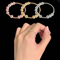 Rotate Beads Rings For Women And Men Moon Star Chain Spinner Fidgets Ring Anti Stress Fashion Jewelry Gift