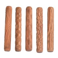 Wood Clay Texture Rolling Pin Emboss Pattern polymer clay roller Ceramic Pottery Tools