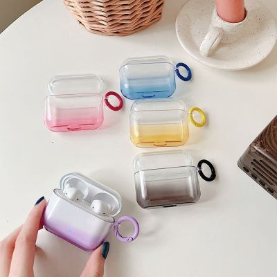 Transparent Gradient Colorful Earphone Case For Honor Earbuds X2 Wireless Earphone Cover Headset Soft TPU Box Coque with Keyring Wireless Earbuds Acce