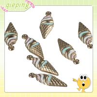 QIEPING 30pcs โลหะผสมอัลลอยด์ จี้รูปไอศกรีมเคลือบ 238มม. รูปทรงไอศกรีม เสน่ห์อาหารฤดูร้อนสีทอง มี3สี เครื่องประดับทำเสน่ห์ งานฝีมือดีไอวาย