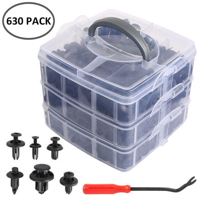630pcsbox Universal Car Clips with Removal Tools Mixed Vehicle Body Plastic Push Pin Rivet Fasteners Trim Clip Moulding Clips