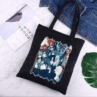 【ACD】   Akatsuki Canvas Bag Casual Large Hand Bags For Women Ladies Shopping Handbag Print Large Capacity Bag สีดำ