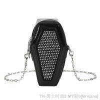 hot【DT】♛  Coffin Crossbody with Chain Rhinestone Ladies Punk Purse Leather for