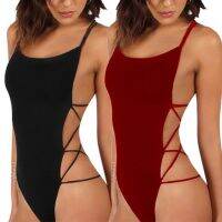 y Strappy BacklessWomen Solid Color Monokini Swimwear Bodysuit