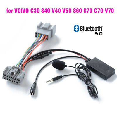 รถบลูทูธ5.0ศัพท์ไร้สายแฮนด์ฟรี AUX In Adapter สำหรับ VOlVO C30 S40 V40 V50 S60 XC90 C70 V70 XC70 S80พร้อมไมโครโฟน