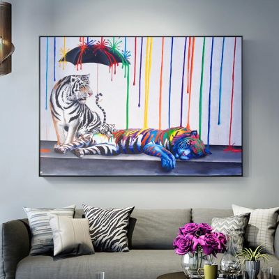 Tiger Graffiti Art Prints Modern Abstract Street Canvas Art Paintings On The Wall Posters And Prints Pop Art Pictures Home Decor