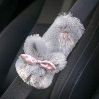 หมอนหัวรถ Lumbar Support Cartoon Rabbit Car Headrest Female Neck Pillow Plush Car Pillow Seat Belt Cover