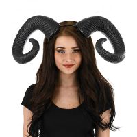 【hot】○  preto longo curva boi chifre filme demônio rainha do mal cabelo hoop gothic cosplay traje headpiece festa foto adereços