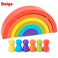 Montessori Arch Bridge Semicircle Rainbow Building Blocks Villain Set Wooden Toys Baby Education Color Cognitive Blocks Kids Toy