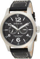 Invicta Mens I-Force Stainless Steel Swiss-Quartz Watch with Leather Strap, Black, 24 (Model: 0764, 6104, 12975)