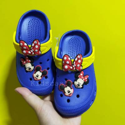 Kids castle รองเท้าเด็ก รองเท้ารัดส้นหัวโต ลายมิกกี้เมาส์มีโบว์ Disney ลิขสิทธิ์แท้ ถูกกฏหมาย